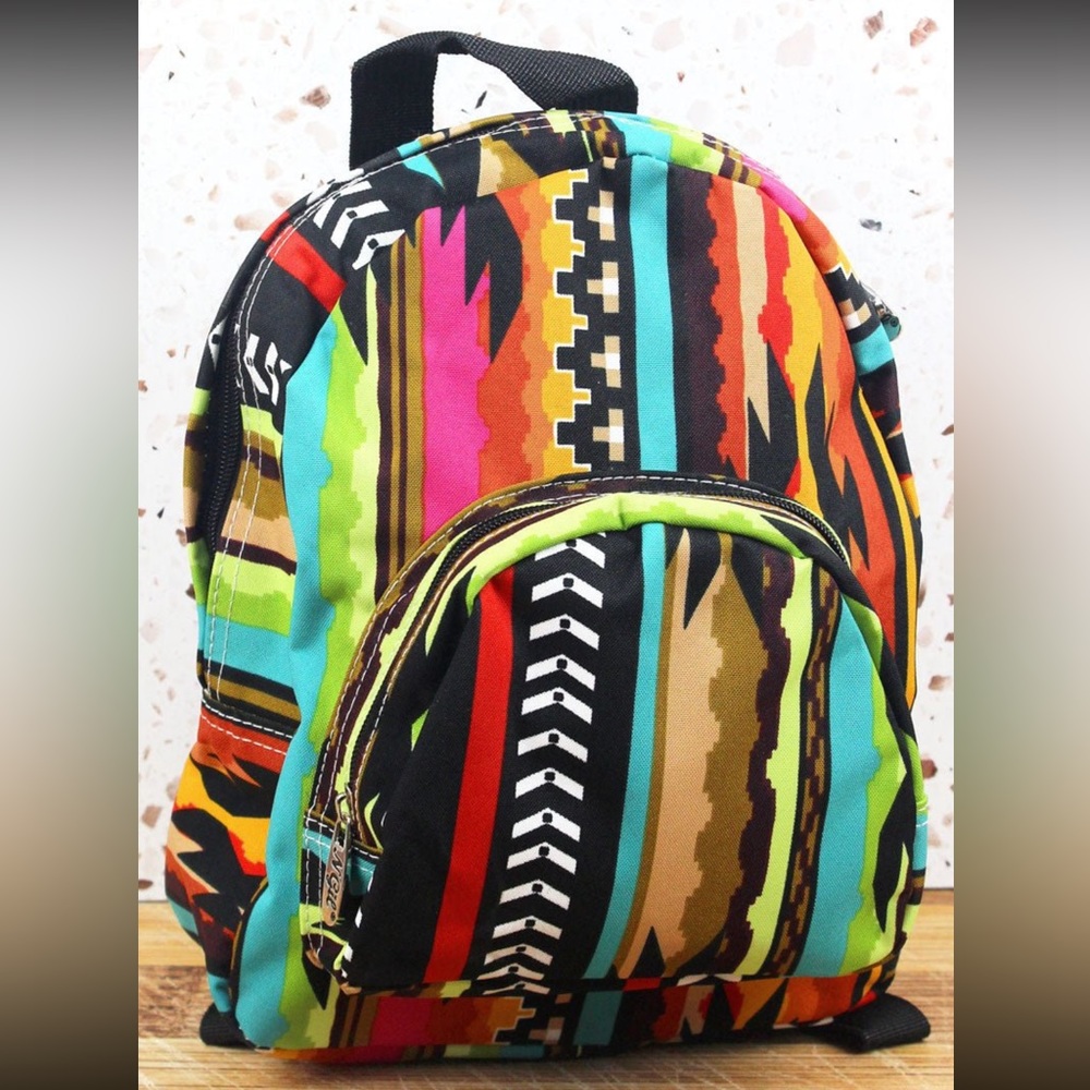 Small backpack purse San Jose tribal Aztec theme canvas bag